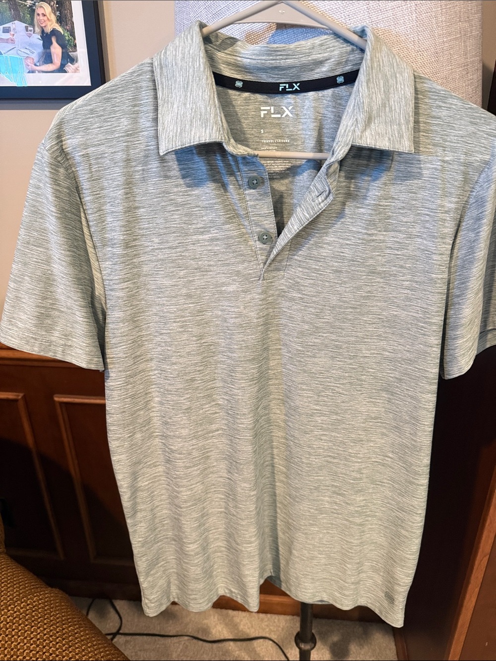 FLX Men's Heather Light Short-Sleeve Polo Mens small